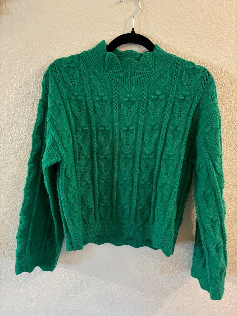 Cider Emerald Green Cable Knit Turtleneck Sweater Size S